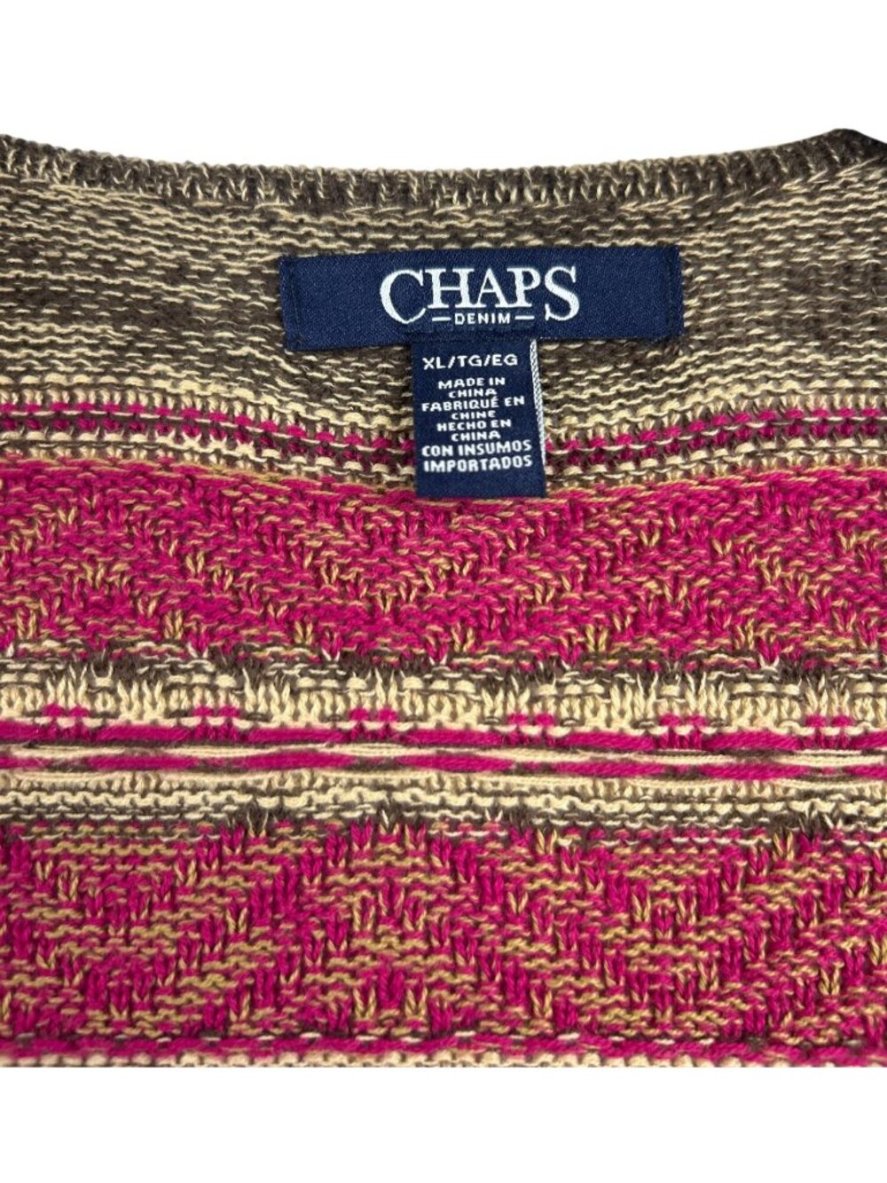 Chaps Multicolor Striped Open-Front Cardigan - Pink, Brown, Cream - Picture 4 of 9